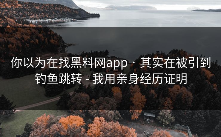 你以为在找黑料网app · 其实在被引到钓鱼跳转 - 我用亲身经历证明 你以为在找黑料网app · 其实在被引到钓鱼跳转 - 我用亲身经历证明