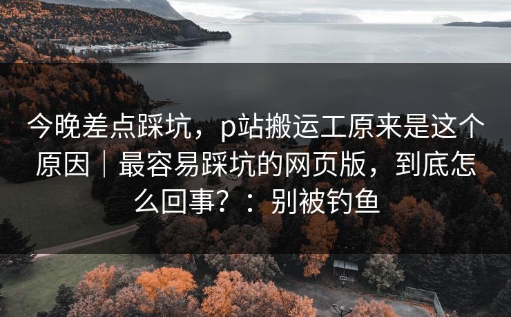今晚差点踩坑,p站搬运工原来是这个原因|最容易踩坑的网页版,到底怎么回事?:别被钓鱼 今晚差点踩坑,p站搬运工原来是这个原因|最容易踩坑的网页版,到底怎么回事?:别被钓鱼