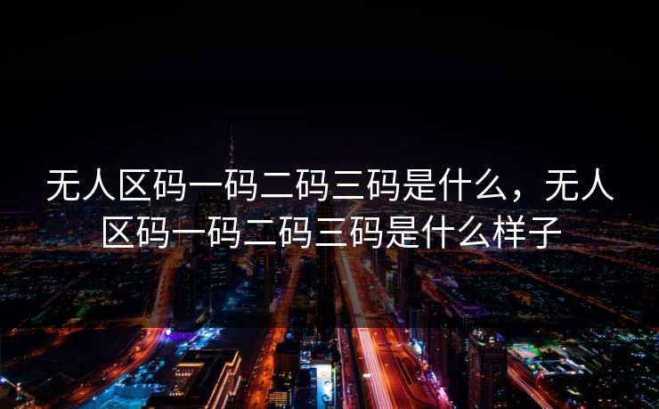 无人区码一码二码三码是什么，无人区码一码二码三码是什么样子