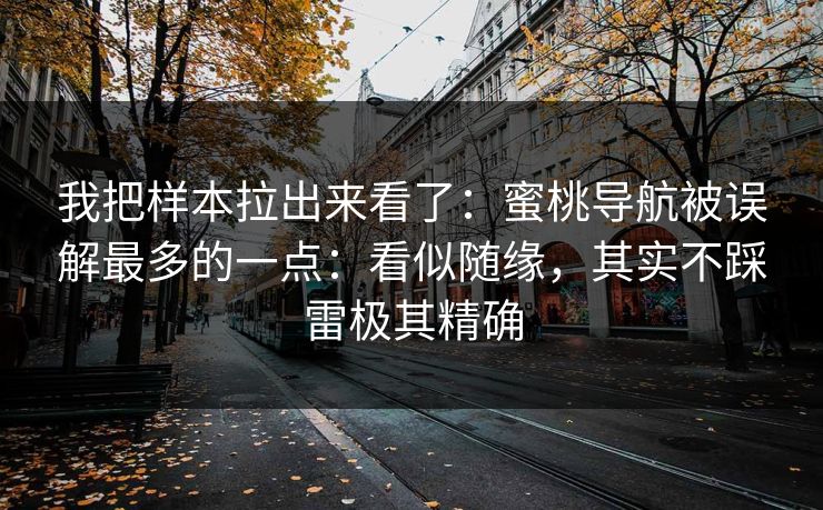 我把样本拉出来看了:蜜桃导航被误解最多的一点:看似随缘,其实不踩雷极其精确 我把样本拉出来看了:蜜桃导航被误解最多的一点:看似随缘,其实不踩雷极其精确